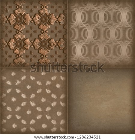Coffee Mandala wall pattern design. Antique Mandala Square Decor Design, wall tiles decor pattern. Brown toned interior decor