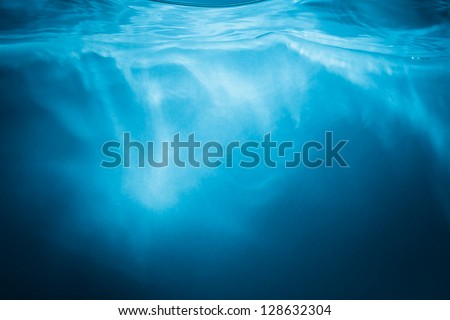 Abstract blue water background with sunbeams