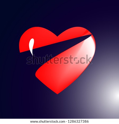 red abstract heart on dark blue background