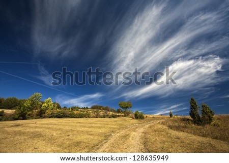 mountain  and blue sky with clouds