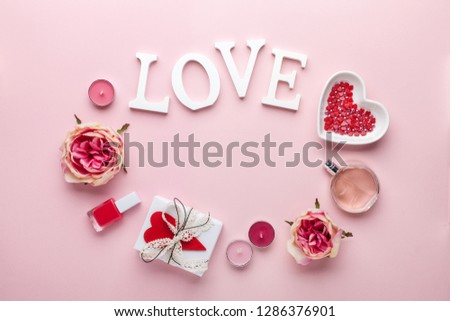 Valentines day concept with love letters on pink background