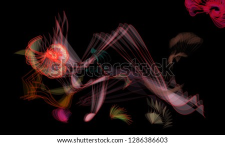 Vector illustration of a colorful wireframe structure formed by the interweaving of smoothly curved lines. A complex plexus backdrop resembling a fractal pattern. Crazy art concept.