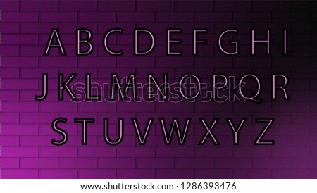 english alphabet on lilac black background