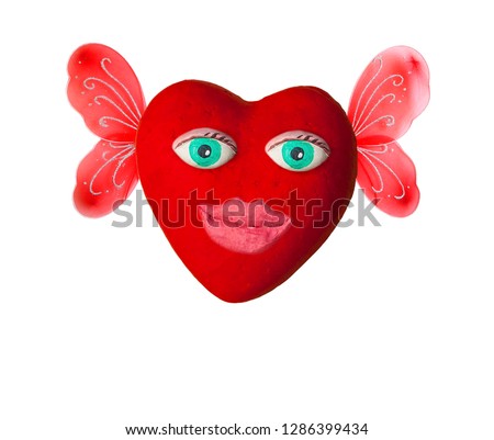 Cartoon heart with eyes and lips. On Valentine's day