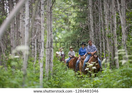 Family on a horse trek