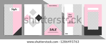 Modern minimal square shape template in pink, black and white color with frame. Corporate advertising template for social media stories, story, business banner, flyer, and brochure.