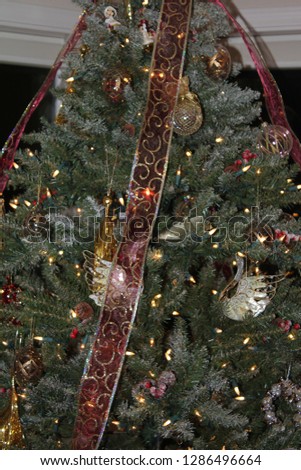 Christmas Tree with Glass ornaments glittering