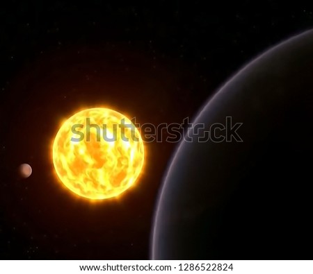 sun and galaxy on background. Elements of this image furnished by NASA