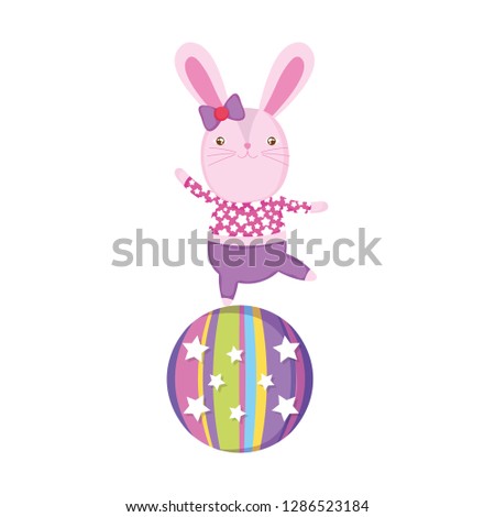 cute circus rabbit in balloon