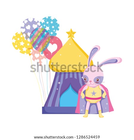 cute circus rabbit with layer and balloons helium