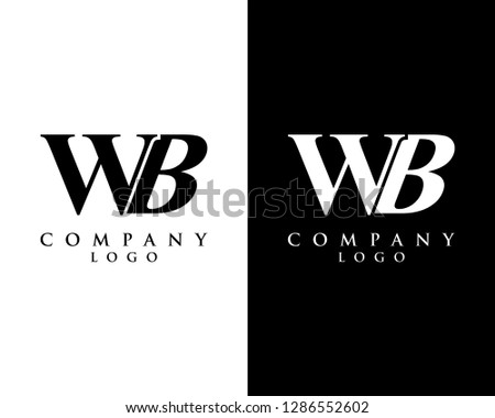 initial letter wb, bw logotype company name black and white design. vector logo for business and company identity