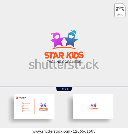 Star Kids Creative idea logo template vector illustration with business card
