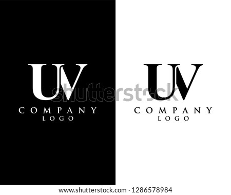 uv, vu initial letter logo design with black and white color that can be used for creative business and company