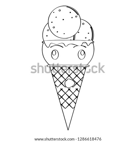 Amazed ice cream cone outline. Vector illustration design
