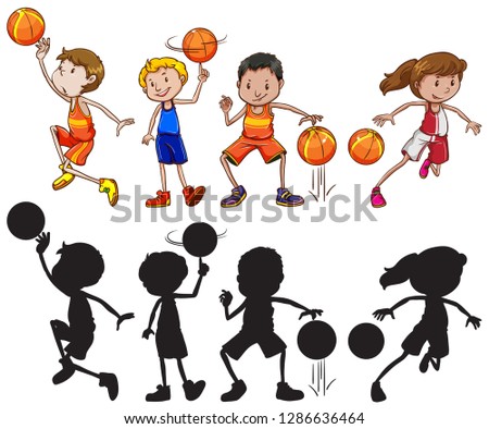 Set of basketball athlete character illustration