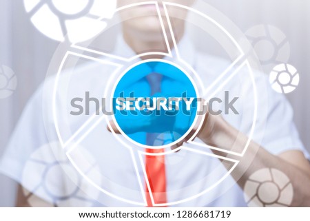 Security Information Technology Template For Icons concept. Secure Mock Up Background Virtual Touch Screen.