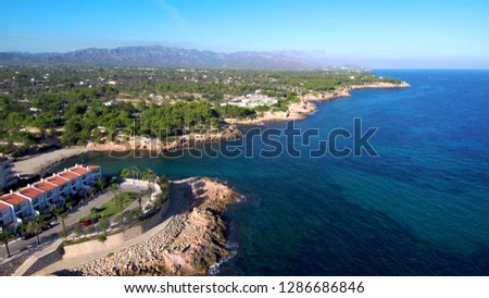 Ametlla de Mar. Coastal village in Tarragona. Spain. Drone Photo