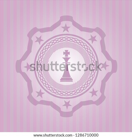 chess king icon inside pink emblem. Vintage.