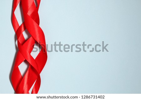 Red ribbon celebration card background with copy space