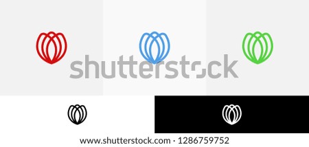 Abstract Colorful Simple Line Flower Icon / Logo Template