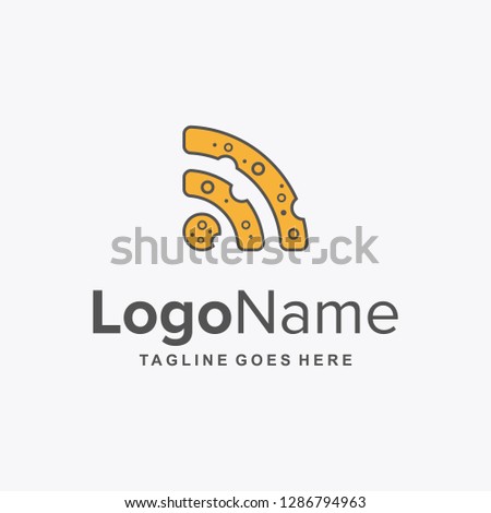 unique cheese with connection for food simple logo designs