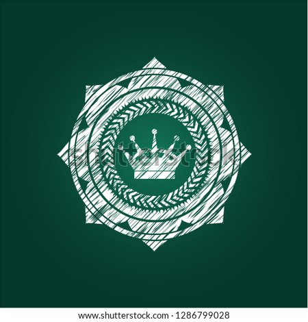 queen crown icon inside chalkboard emblem