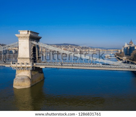 Szechenyi Chain Bridge over the river Danube - Budapest Hungary.
