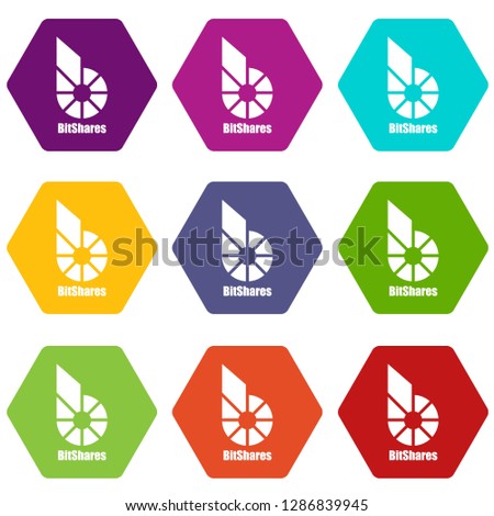 Bitshares icons 9 set coloful isolated on white for web