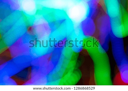 Colorful Defocused Natural Lights Bokeh. Abstract Stripped Pattern Green, Blue Sea Navy, Red and Yellow Background