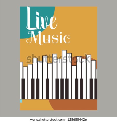 Live music show vintage poster design with acoustic guitar, vector illustration. Musical show flyer template. - Vector