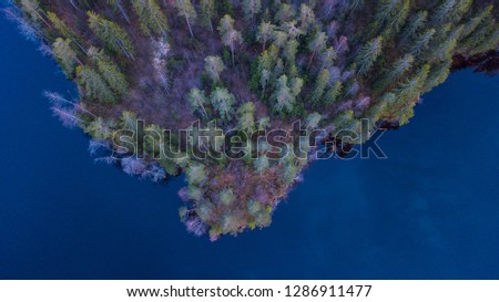 Aerial photography of a lake and forest