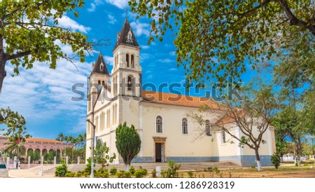     Sao Tome, the beautiful white cathedral in the center, Sao Tome and Principe  Royalty-Free Stock Photo #1286928319