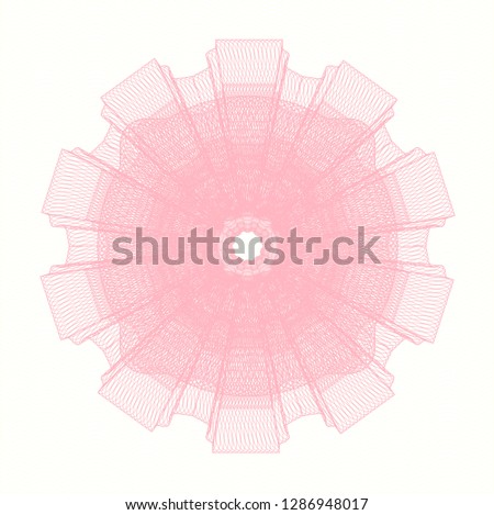 Pink rosette or money style emblem
