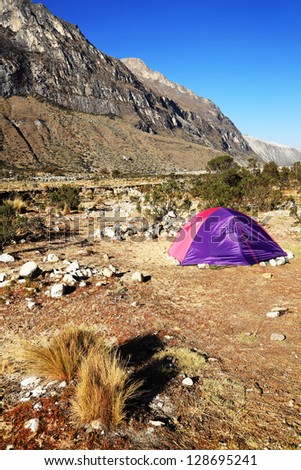Camping in Paron Valley, Cordiliera Blanca, Peru, South America