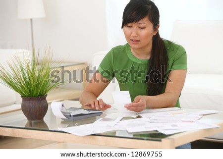 Woman working on finances
