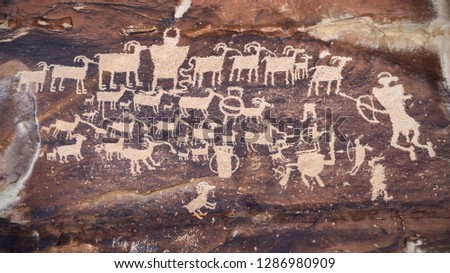 Great Hunt petroglyph in Nine Mile Canyon, Utah