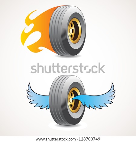 Wheel with flames and wheel with wings