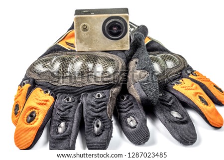action camera and bicycle gloves