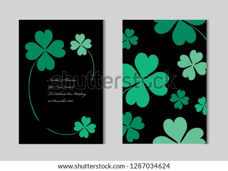 Elegant cards with decorative clovers, design elements. Can be used for wedding, baby shower, mothers day, valentines day, birthday cards, invitations, greetings. ST Patricks Day theme