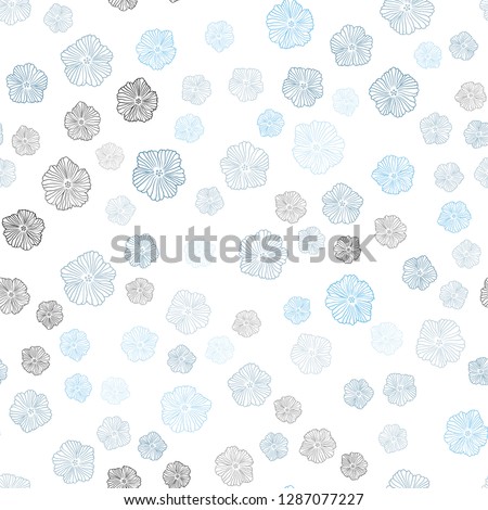 Light BLUE vector seamless natural artwork with flowers. Shining colored illustration with flowers. Pattern for design of fabric, wallpapers.