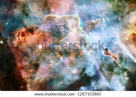 Nebulae and many stars in outer space. Elements of this image furnished by NASA.
