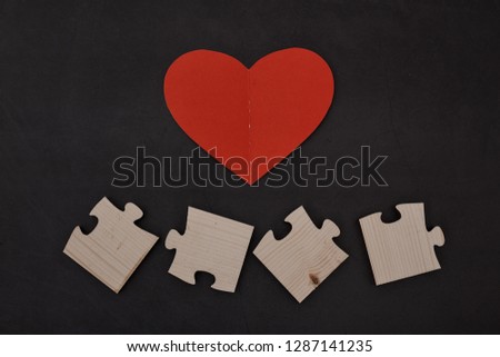 Love wooden Text dark Black Background, Valentines day. Sale banner, Photograph taken from above, top view with copy space