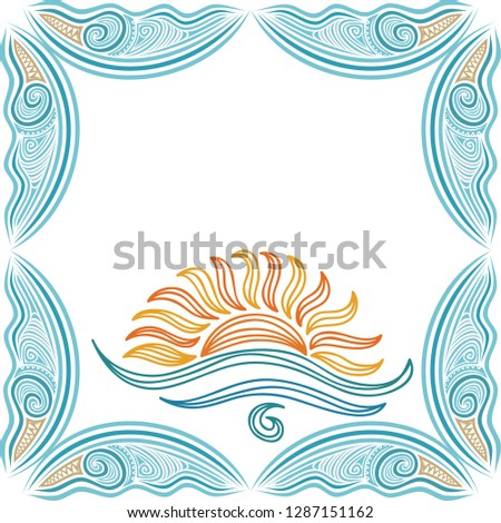 Sea and sun. Vector illustration