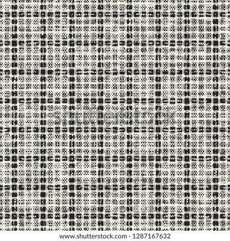 Monochrome Checkered Glitched Textured Background. Seamless Pattern.