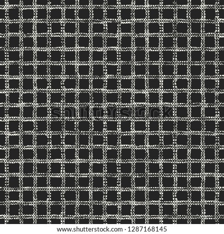 Monochrome Irregular Dashed Grid Grahic Motif. Seamless Pattern.