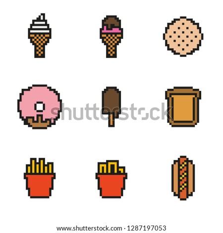 Isolated pixel food on white background, Vector