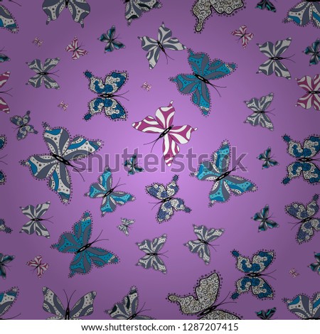 Vector illustration. Cute butterflies on white, black and neutral. Seamless background of colorful butterflies. Nice background for wrappers and wallpaper, design of fabric, paper.