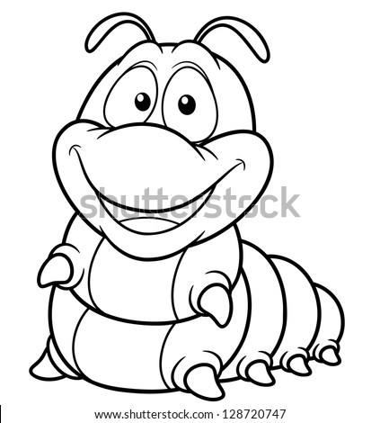 illustration of Cartoon worm - Coloring book