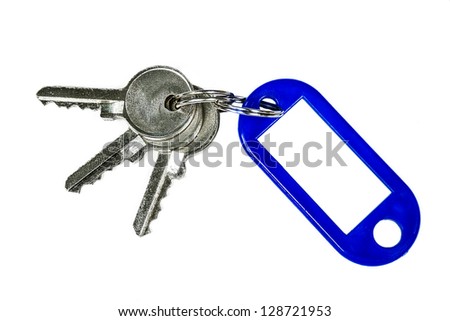 Blank tag and a key isolated on white background