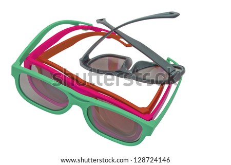 3D glasses modern cinema vision, colorful